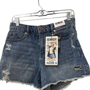 Rewash Brand Women's Super High Rise Distressed Blue Jean Shorts Size 7/28